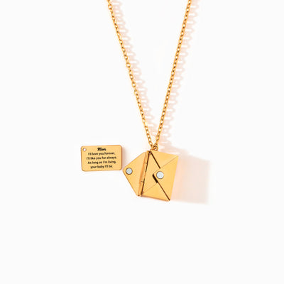 Mom I'll Love You Forever Hidden Message Letter Necklace