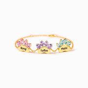 Paw & Name 1-6 Birthstone Bracelet