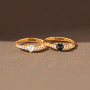 Mother Daughter Dainty Matching Heart-Cut Ring