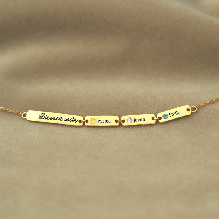 1-6 Names&Birthstones Bar Bracelet