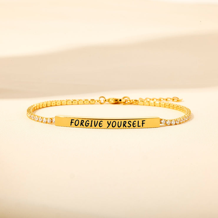 Forgive Yourself Golden Bar Tennis Bracelet Set