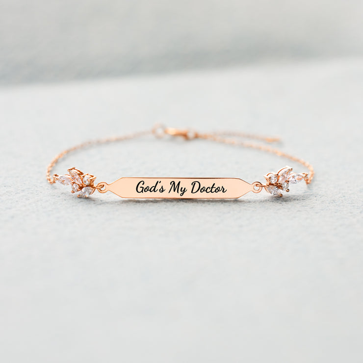 God's My Doctor Dainty Pavé Bar Bracelet