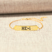 He is Greater Than i Dainty Chain Bar Bracelet