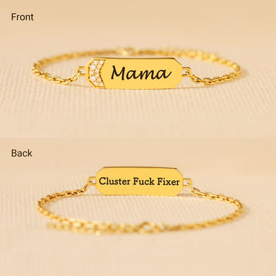 Mama Pavé Golden Bar Bracelet