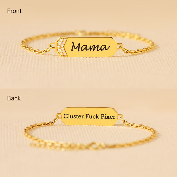 Mama Pavé Golden Bar Bracelet