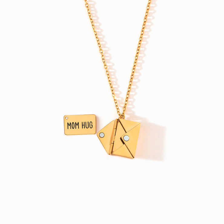 Mom Hug Hidden Message Letter Necklace