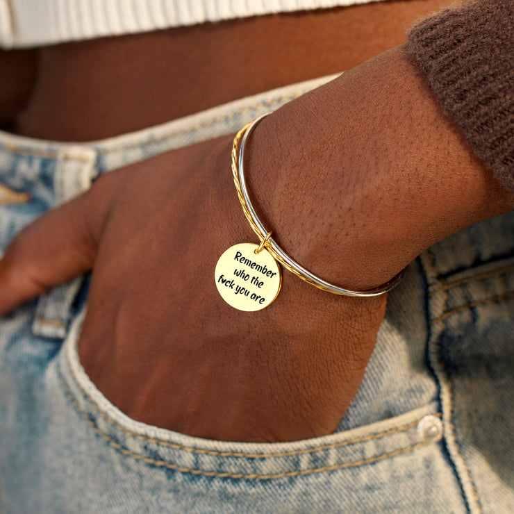 Two-Tone Golden Plate Hammered Bracelet