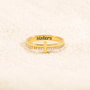 We Are Sister In Christ Matching Golden Cross Ring