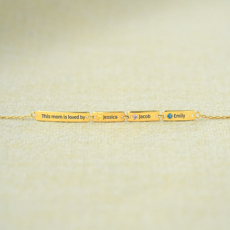 1-6 Names&Birthstones Bar Bracelet