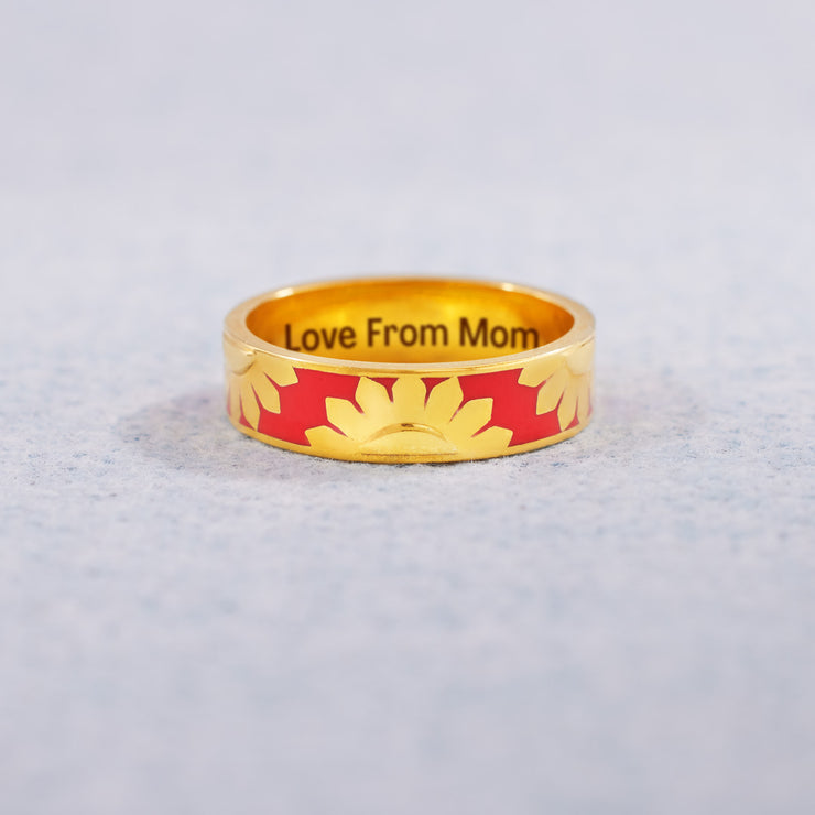 You Are My Sunshine Enamel Sunflower Ring Band