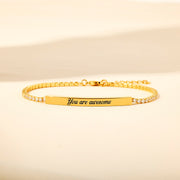 For Awesome Daughter Golden Bar Tennis Bracelet