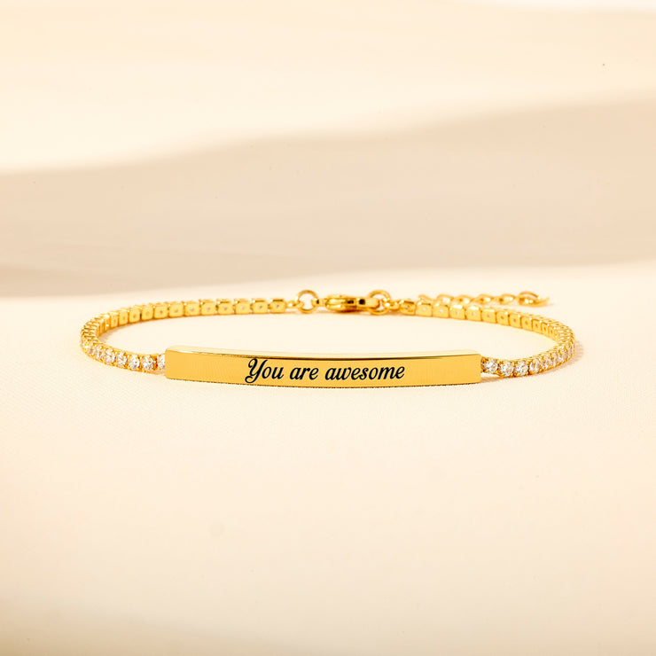 For Awesome Daughter Golden Bar Tennis Bracelet