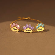 Paw & Name 1-6 Birthstone Bracelet