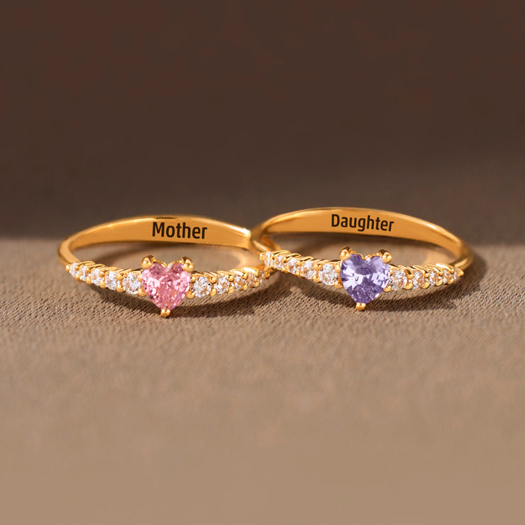 Mother Daughter Matching Heart-Cut Ring