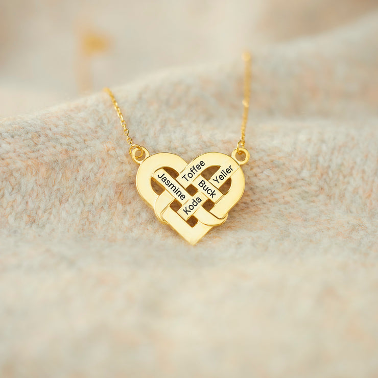 This Human Is Owned By 1-5 Names Knotted Heart Necklace