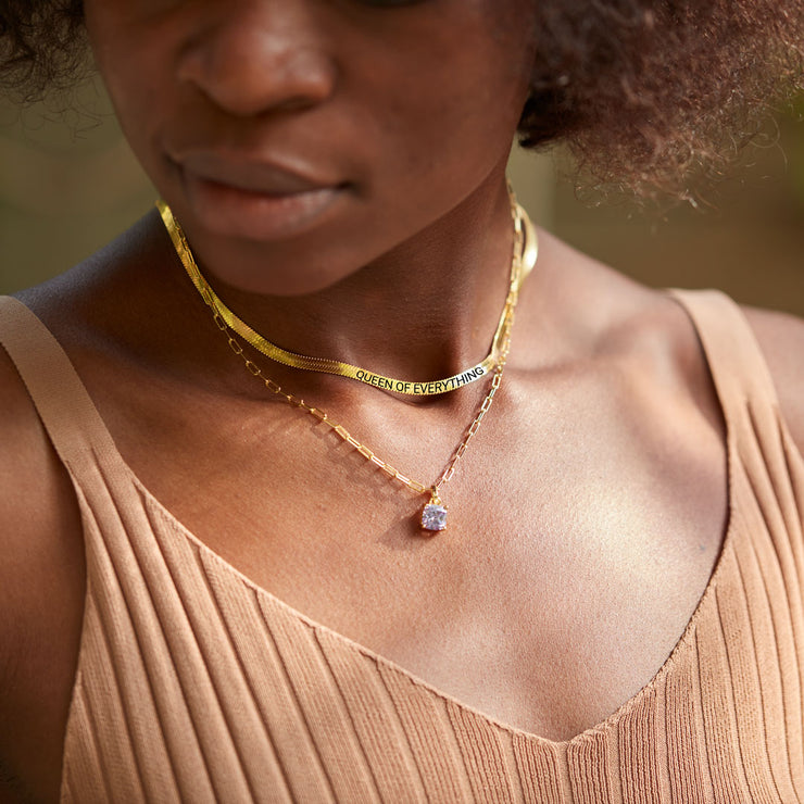 Cushion-Cut Birthstone Layered Necklace Set