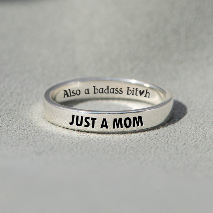 Just A Mom Mantra Ring