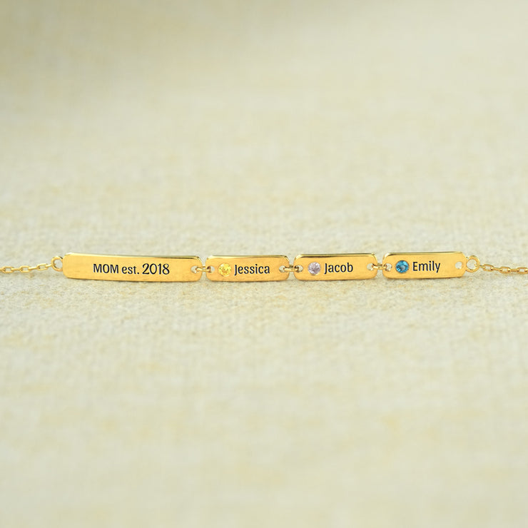 1-6 Names&Birthstones Bar Bracelet