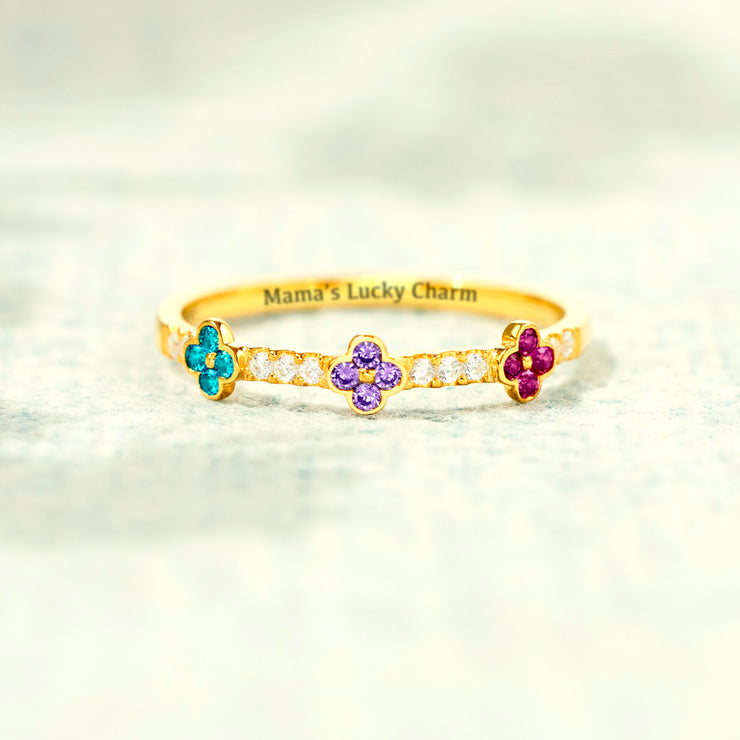 Mama's Lucky Charm 1-5 Birthstones Clover Ring