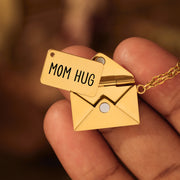 Mom Hug Hidden Message Letter Necklace