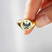 Rise From Ashes Golden Phoenix Signet Ring