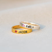 Birthstone Engraving Ring Band