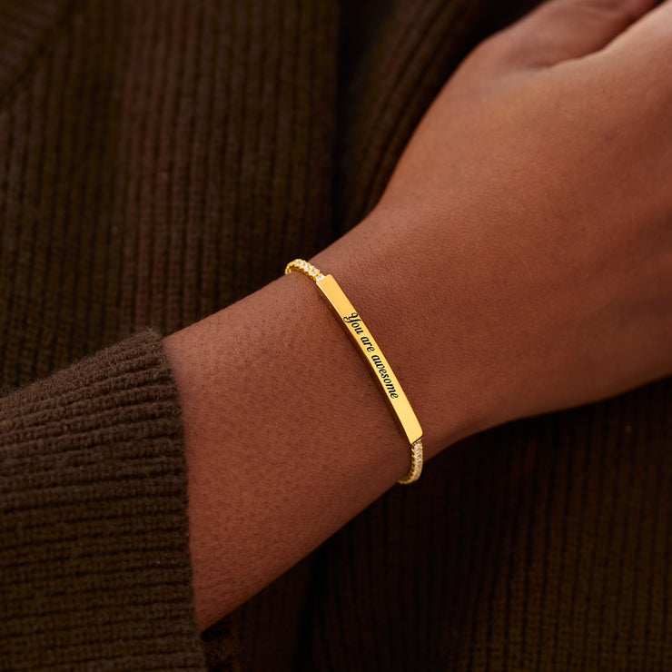 For Awesome Daughter Golden Bar Tennis Bracelet