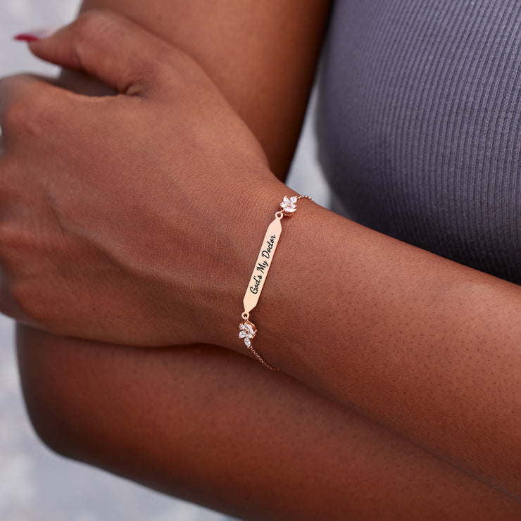 God's My Doctor Dainty Pavé Bar Bracelet