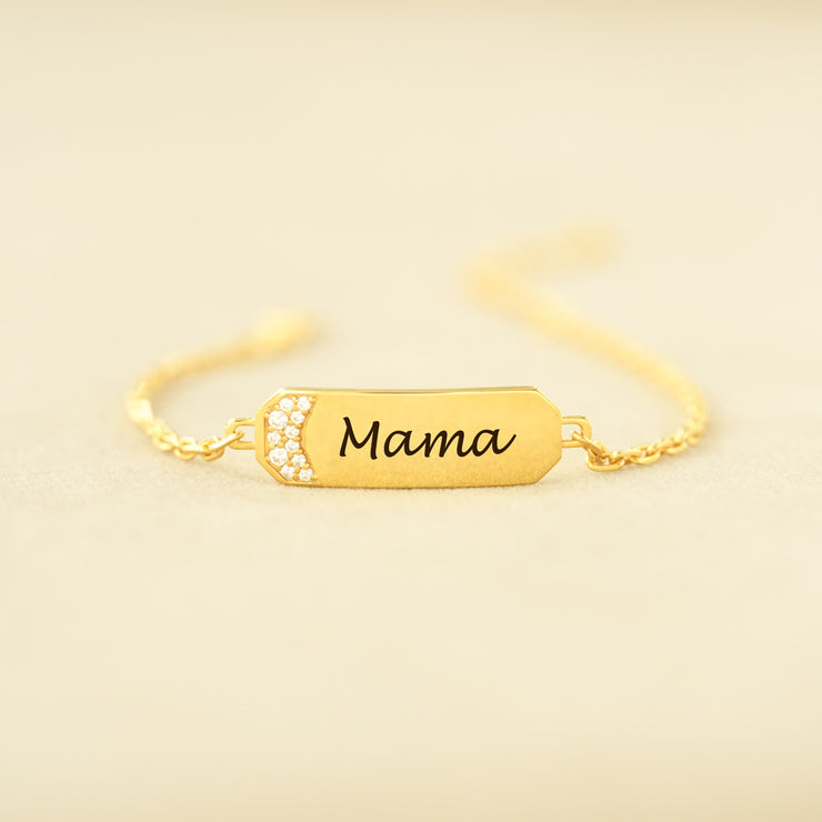 Mama Pavé Golden Bar Bracelet