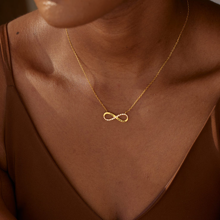 Love From Mom Sparkling Infinity Engraved Necklace