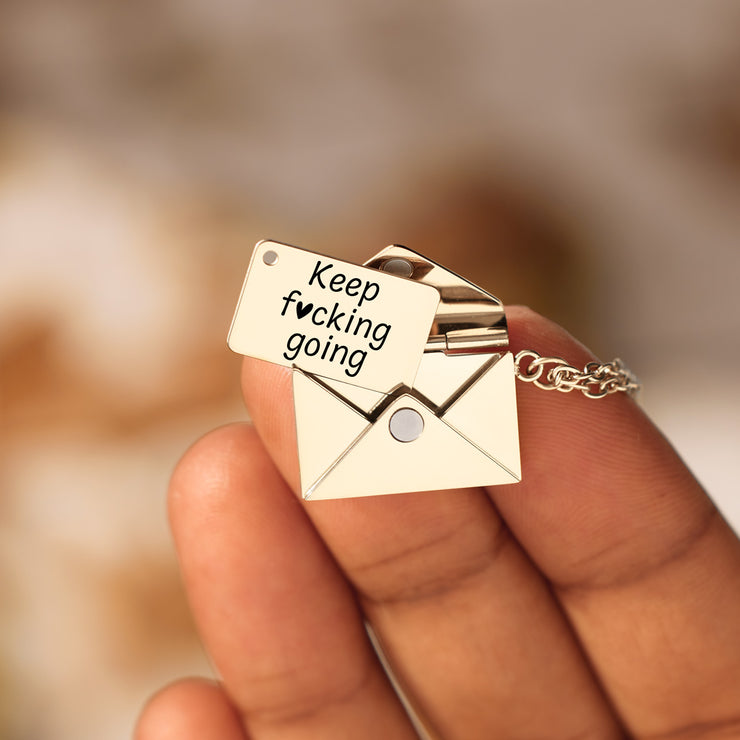 Keep F♥cking Going Hidden Message Letter Necklace