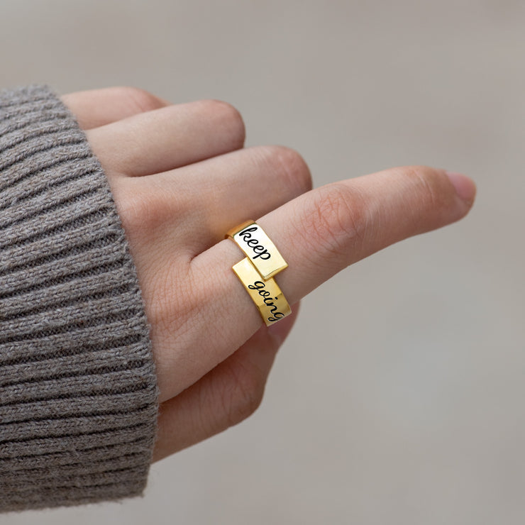 Keep F♥cking Going Engraved Wrap Ring