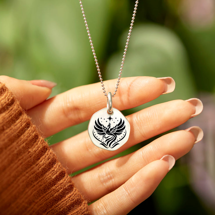 Rise From Ashes Phoenix Mantra Necklace