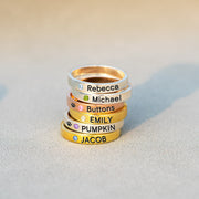 Birthstone Engraving Ring Band