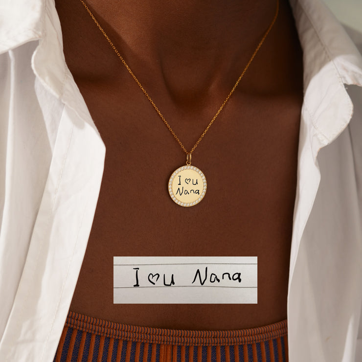 Pavé Rim Disc Necklace