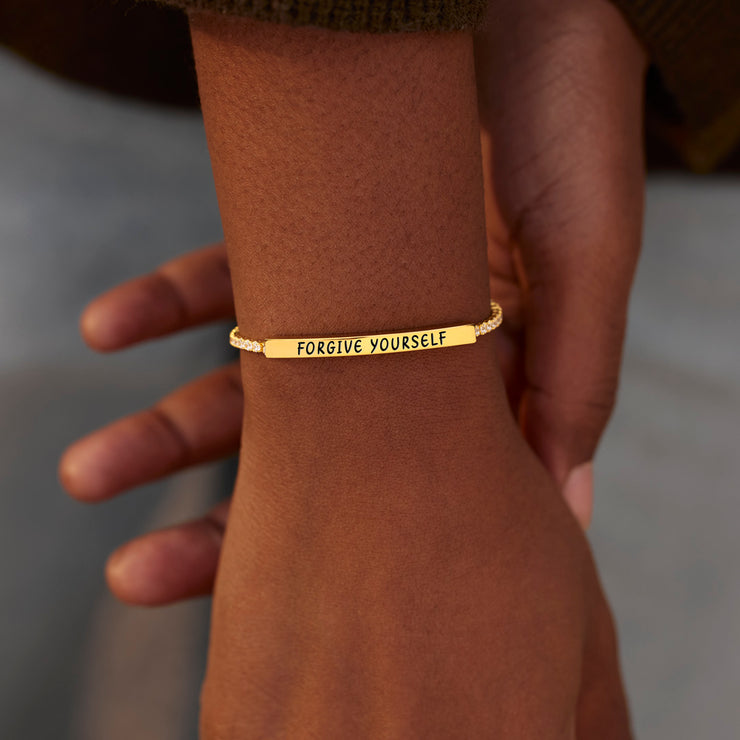 Forgive Yourself Golden Bar Tennis Bracelet Set