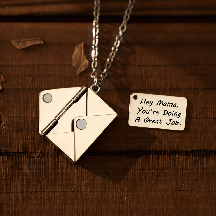 Hey Mama Hidden Message Letter Necklace