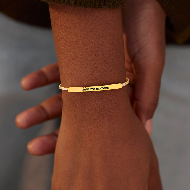 For Awesome Daughter Golden Bar Tennis Bracelet