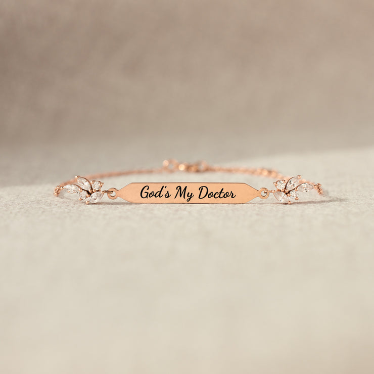 God's My Doctor Dainty Pavé Bar Bracelet