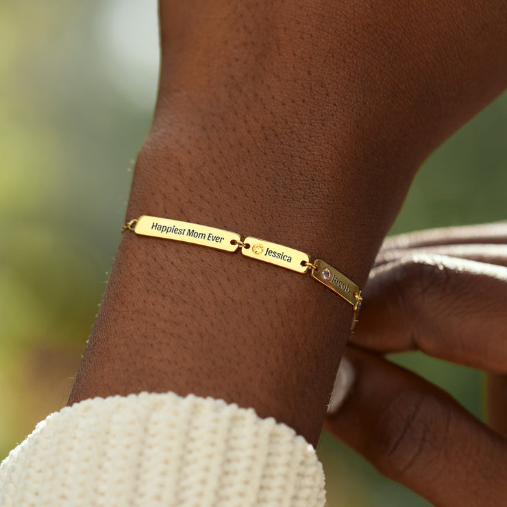 1-6 Names&Birthstones Bar Bracelet