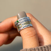 Birthstone Engraving Ring Band