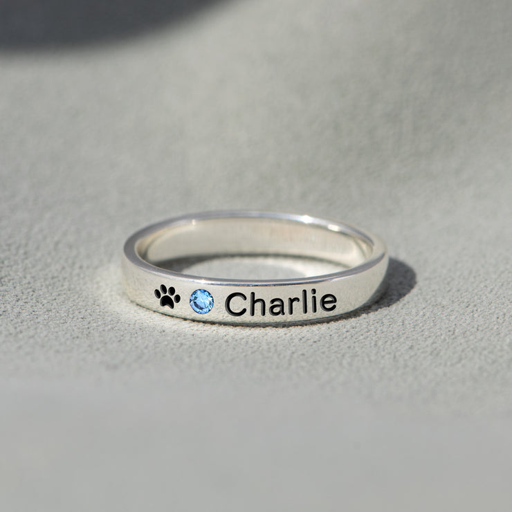 The Dog Mother Birthstone Engraving Ring Band