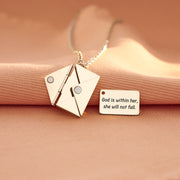 God is Within Her Hidden Message Letter Necklace