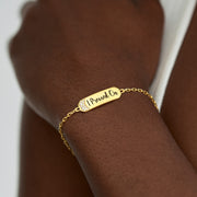 I Pressed On Pavé Golden Bar Bracelet