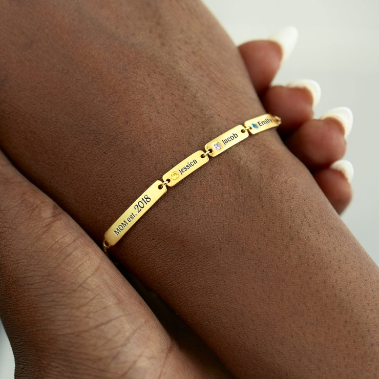1-6 Names&Birthstones Bar Bracelet