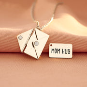 Mom Hug Hidden Message Letter Necklace