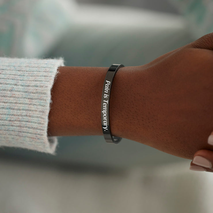 Pain is Temporary Black Bangle