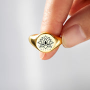 Golden Lotus Signet Ring