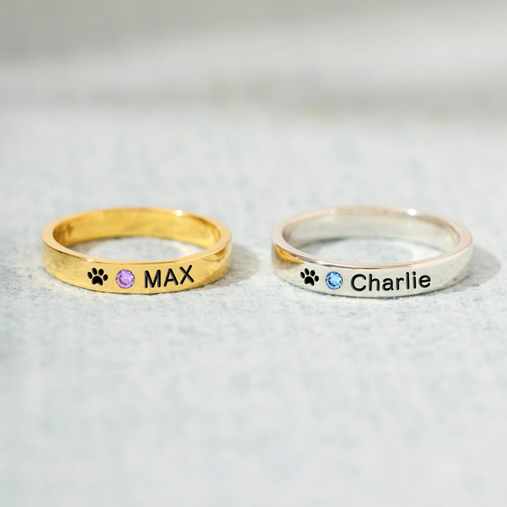 The Dog Mother Birthstone Engraving Ring Band