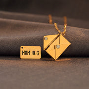 Mom Hug Hidden Message Letter Necklace